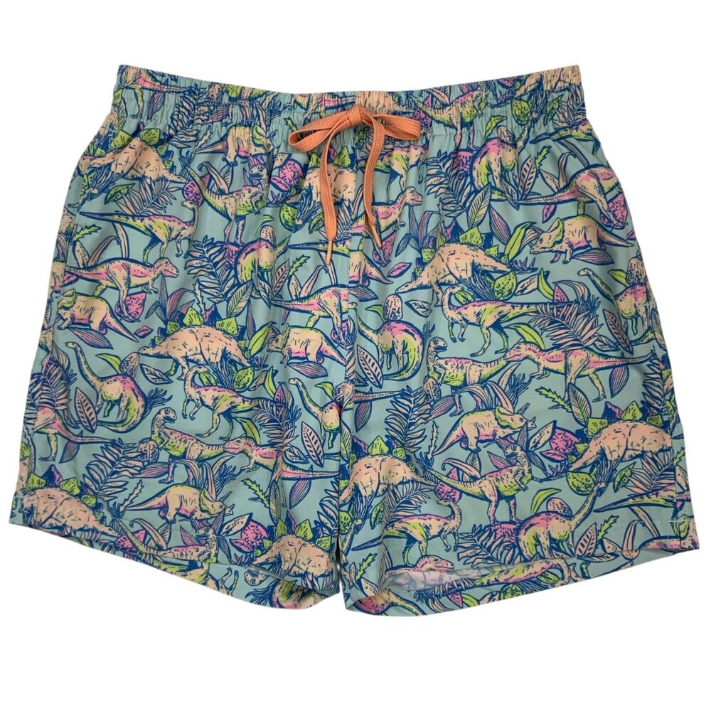 Chubbies Dinosaur Print Swimsuit Trunks L Blue Beach